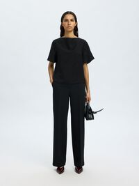 TOP A MANICHE CORTE, Black, highres