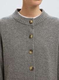 WOLL-KASCHMIR-MIX STRICKJACKE, Medium Grey Melange, highres