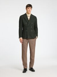 SLIM FIT FISKBEN DUBBELKNÄPPT KAVAJ, Dark Green, highres