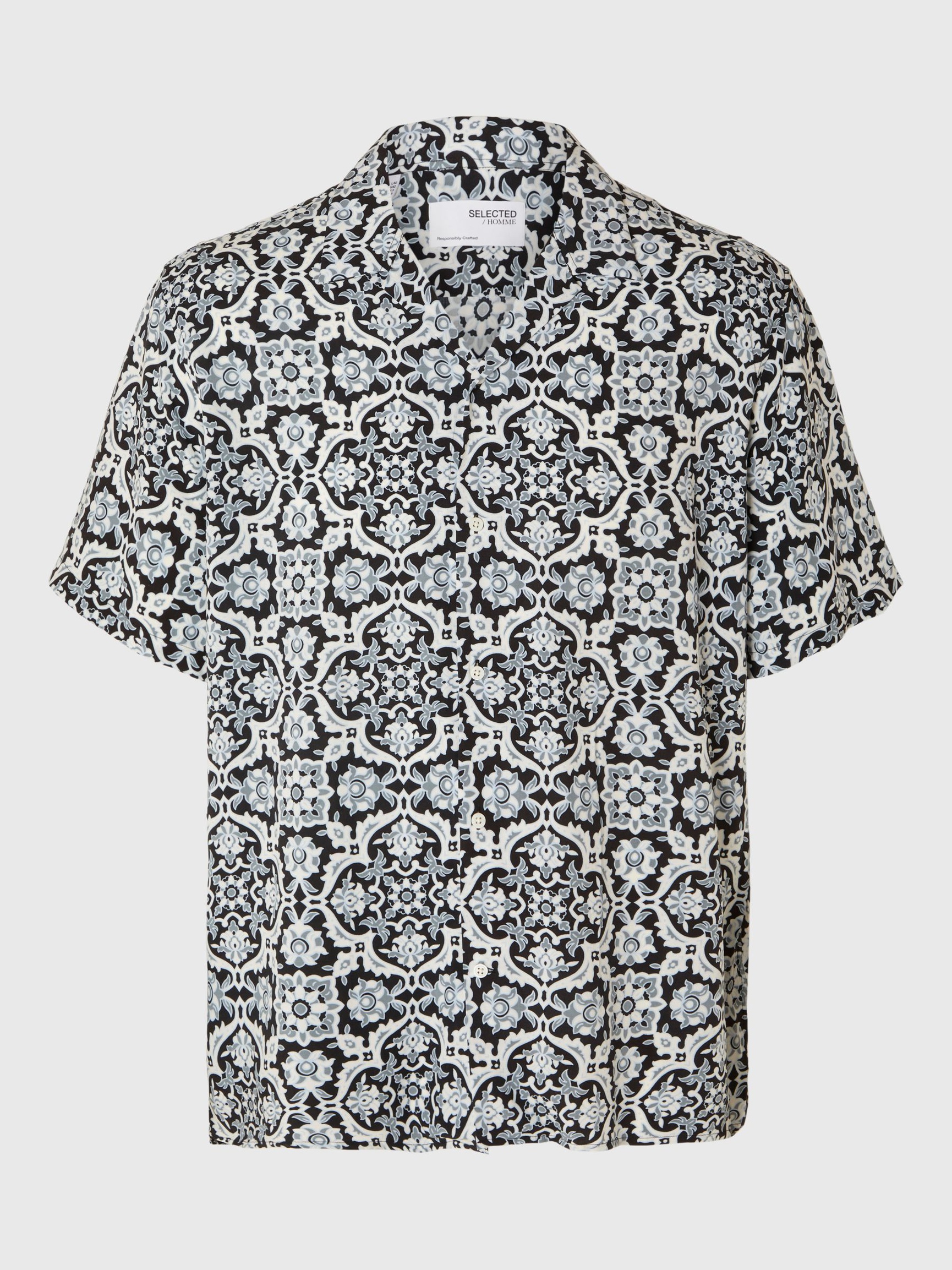 PATTERNED SHORT SLEEVED SHIRT, Cashmere Blue, highres