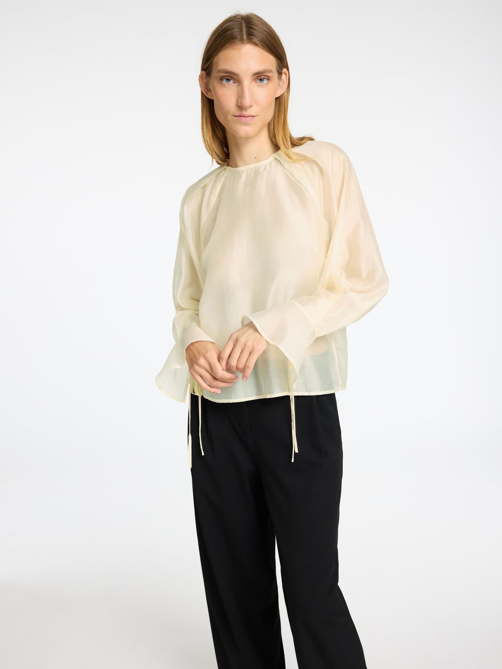 DETAILED LONG SLEEVED BLOUSE, Angora, highres