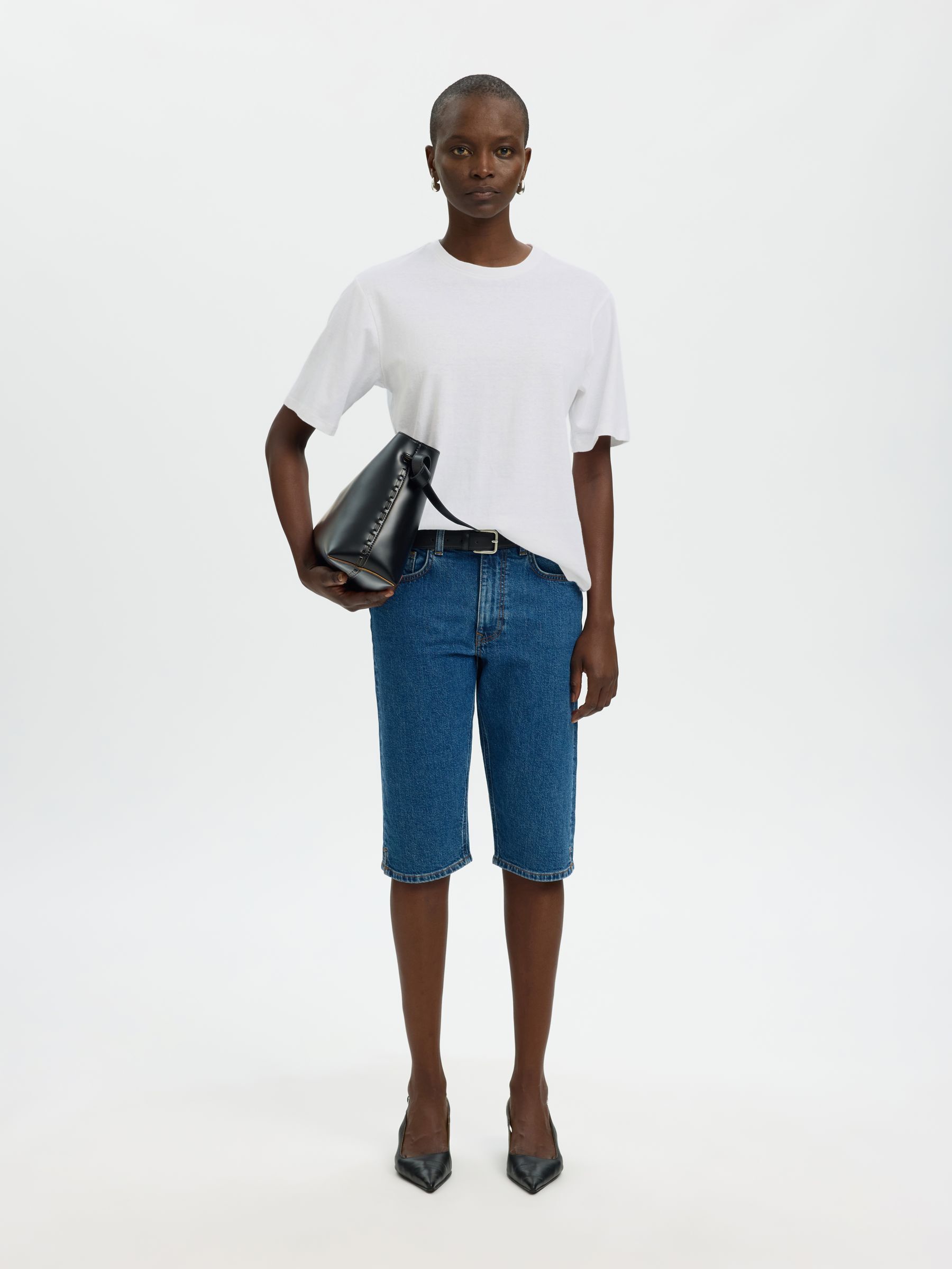 LINEN BLEND T-SHIRT, Bright White, highres