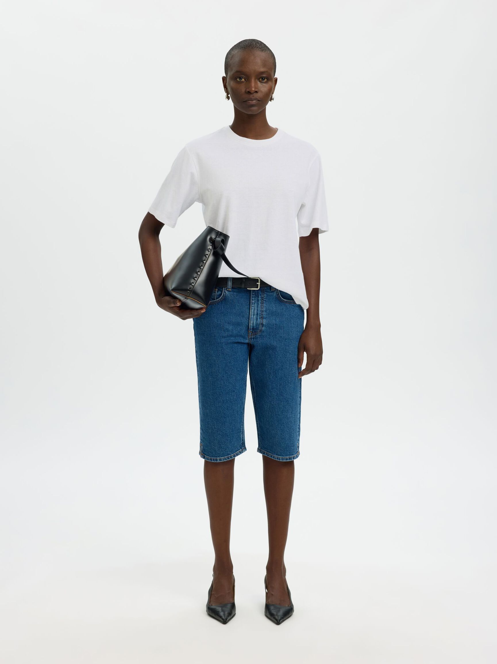 LINEN BLEND T-SHIRT, Bright White, highres