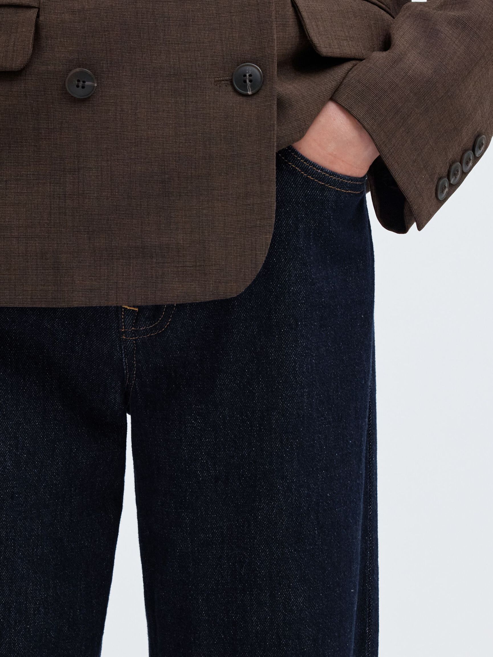 JEANS A GAMBA AMPIA, Dark Blue Denim, highres