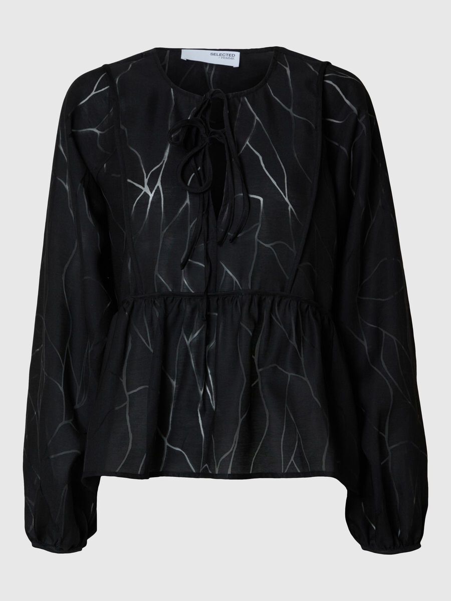 Selected STRIKSLUITING SHIRT MET LANGE MOUWEN, Black, highres - 16095927_Black_001.jpg
