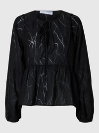 KNYTNING FRAM LÅNGÄRMAD BLUS, Black, highres