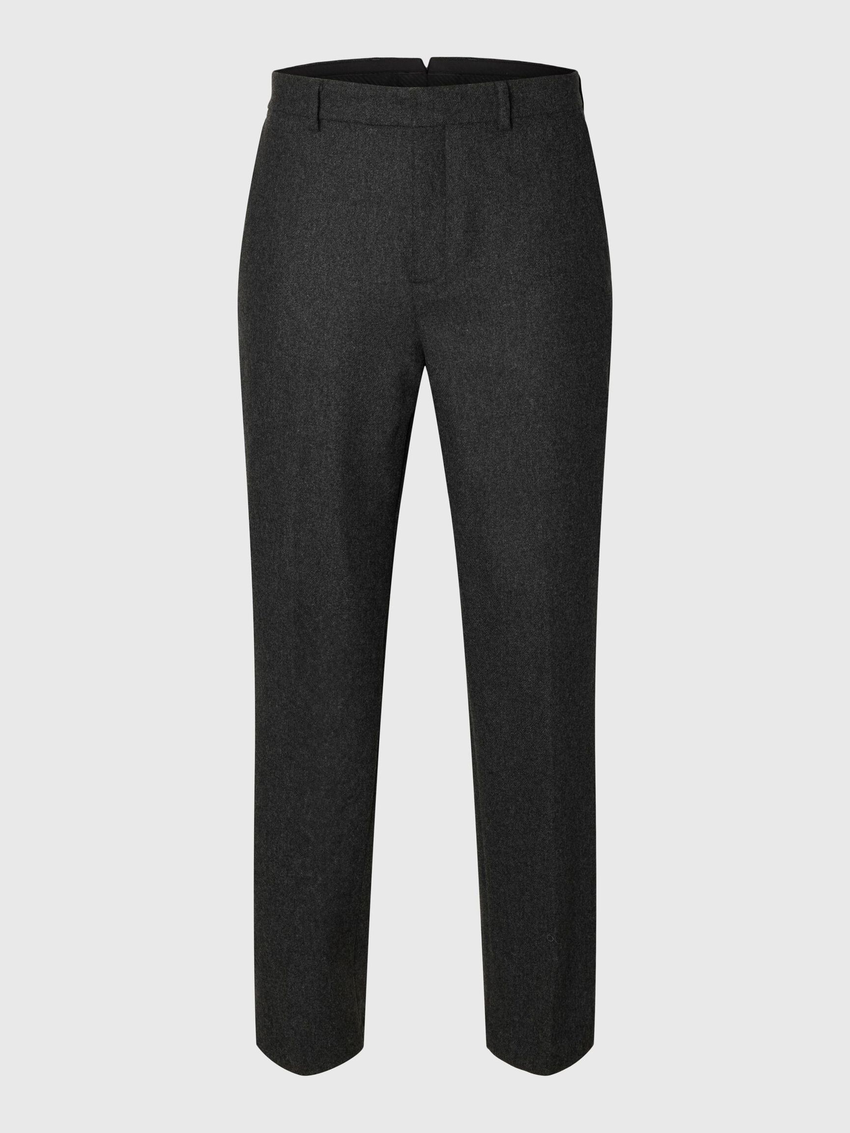 WOOL BLEND SUIT TROUSERS, Dark Grey, highres