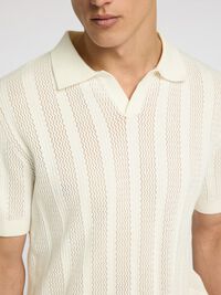 100% BAUMWOLL POLOHEMD AUS STRICK, Egret, highres