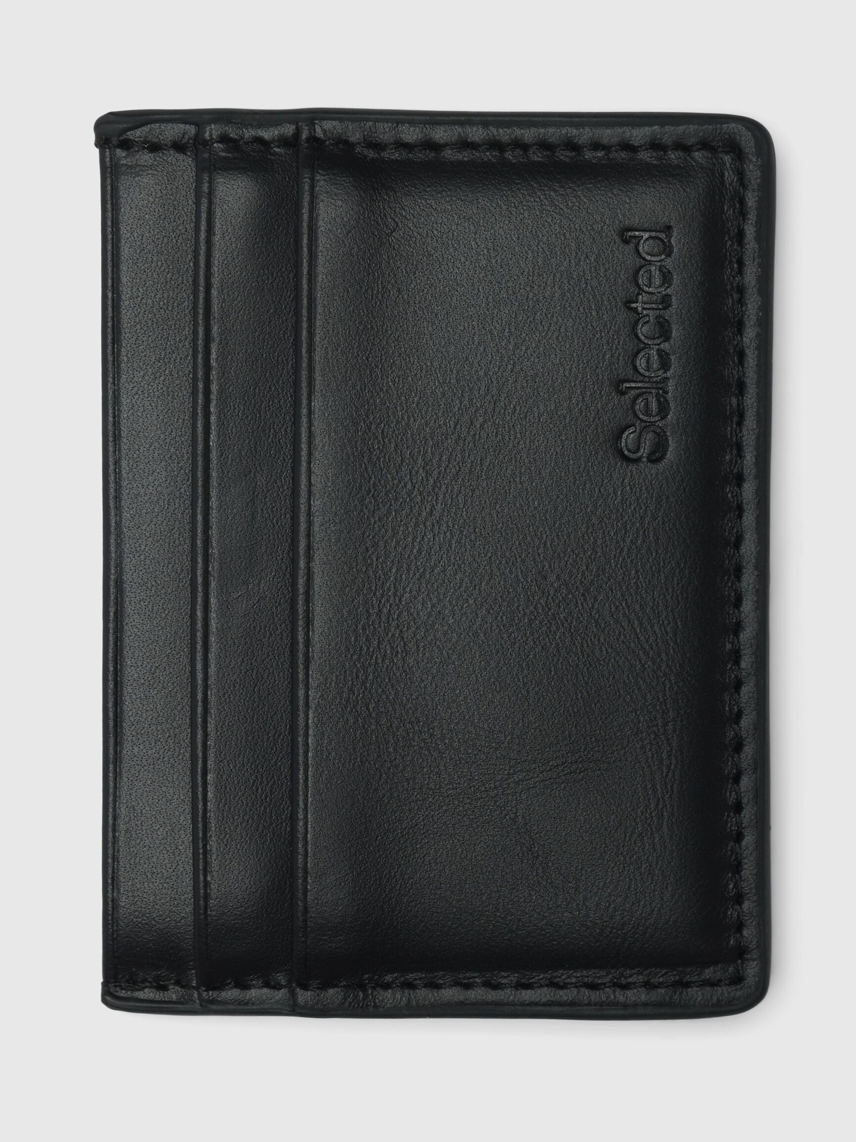 100% LEATHER CARD HOLDER, Black, highres