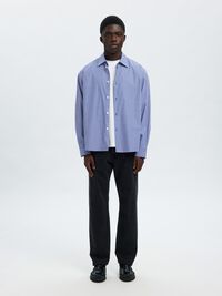 RELAXED FIT STREIFENSHIRT, Medieval Blue, highres