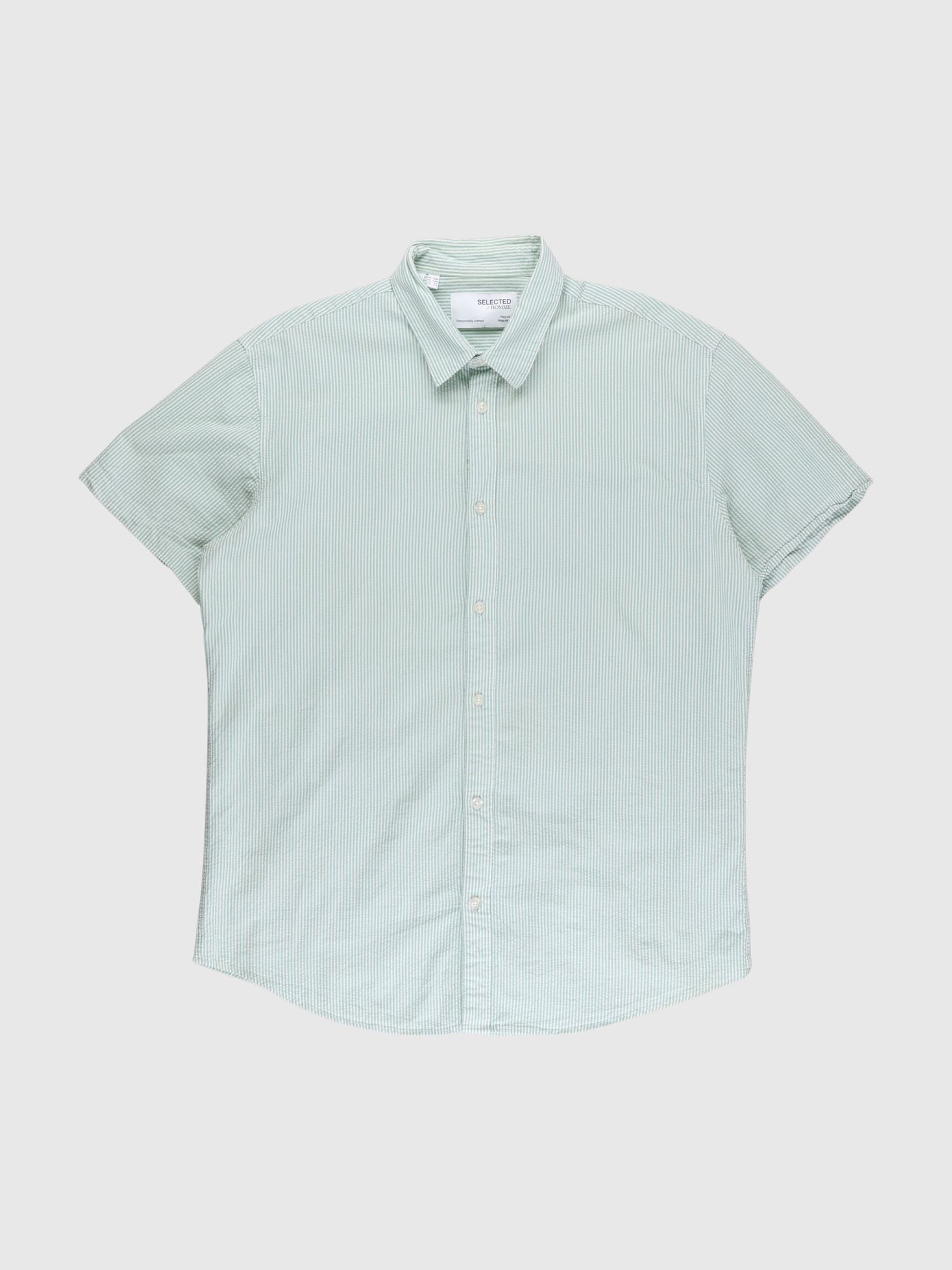 ORGANIC COTTON SEERSUCKER SHIRT, Tea, highres