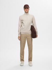VISCOSE BLEND HALF ZIP SWEATSHIRT, Pure Cashmere, highres