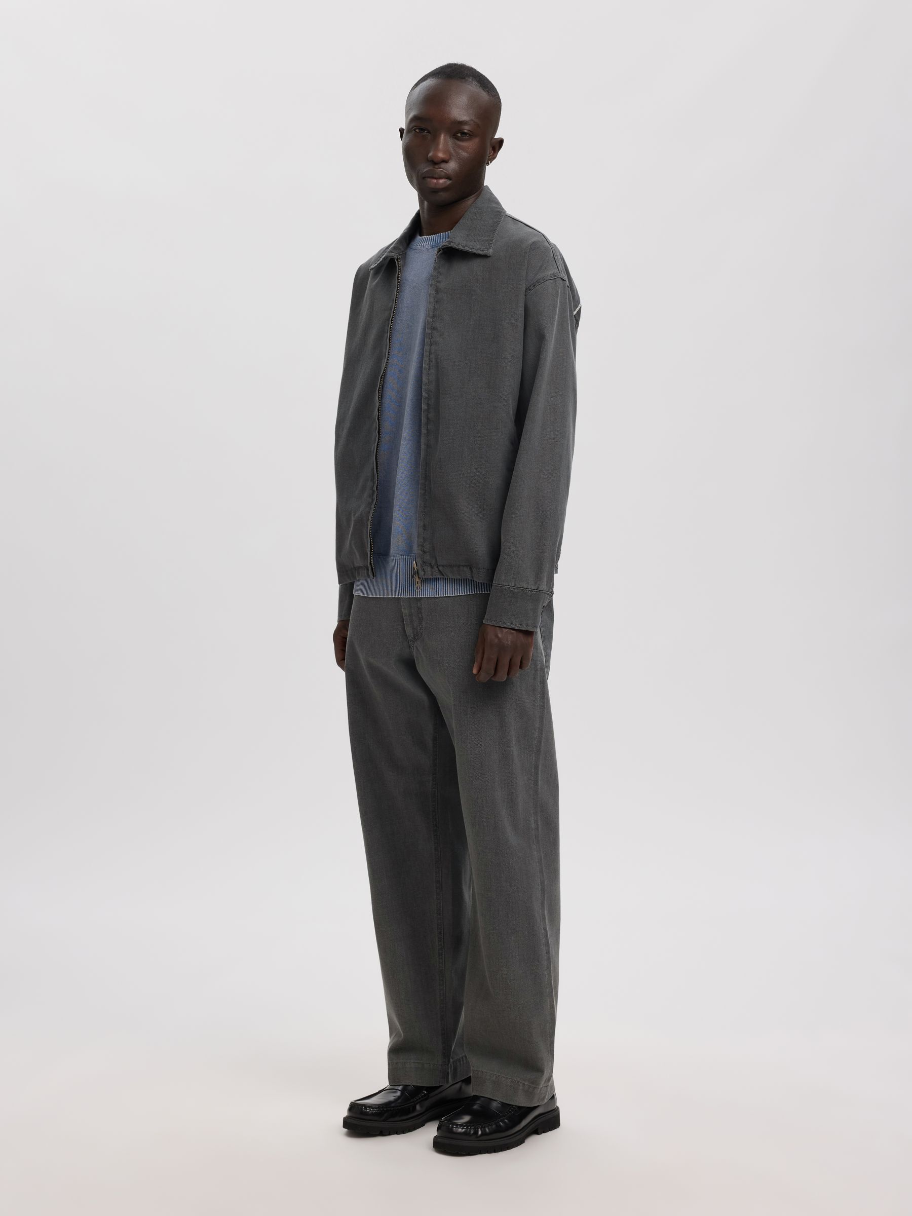 SELVEDGE DENIM JACKET, Light Grey Denim, highres