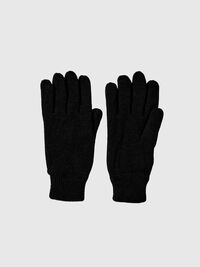 WOOL BLEND RIBBED GLOVES, Black, highres