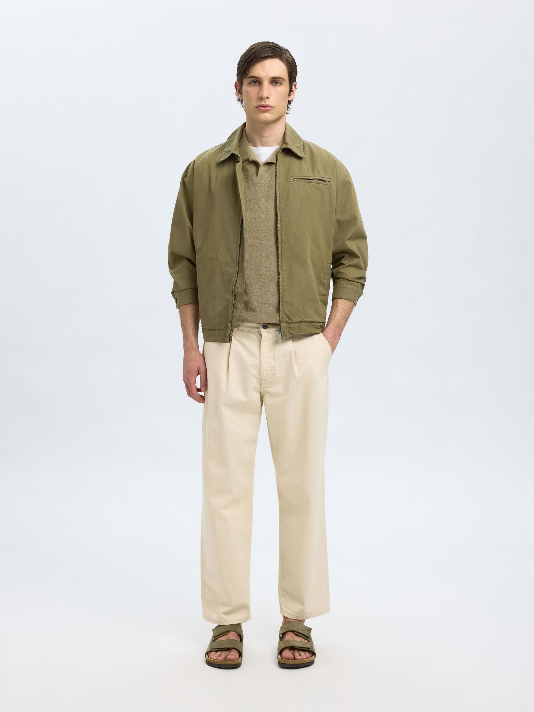 KATOENMIX KORTE MOUWEN POLO, Vetiver, highres