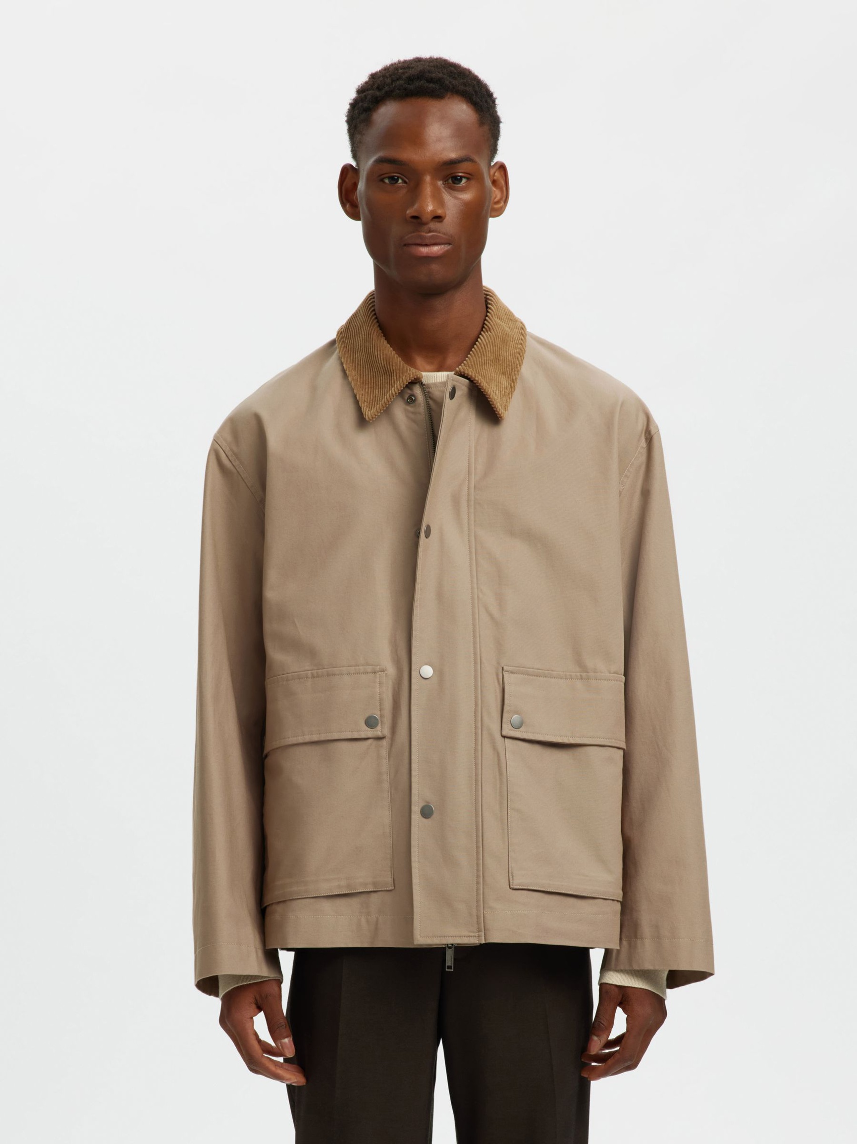COTTON SHORT JACKET, Weathered Teak, highres