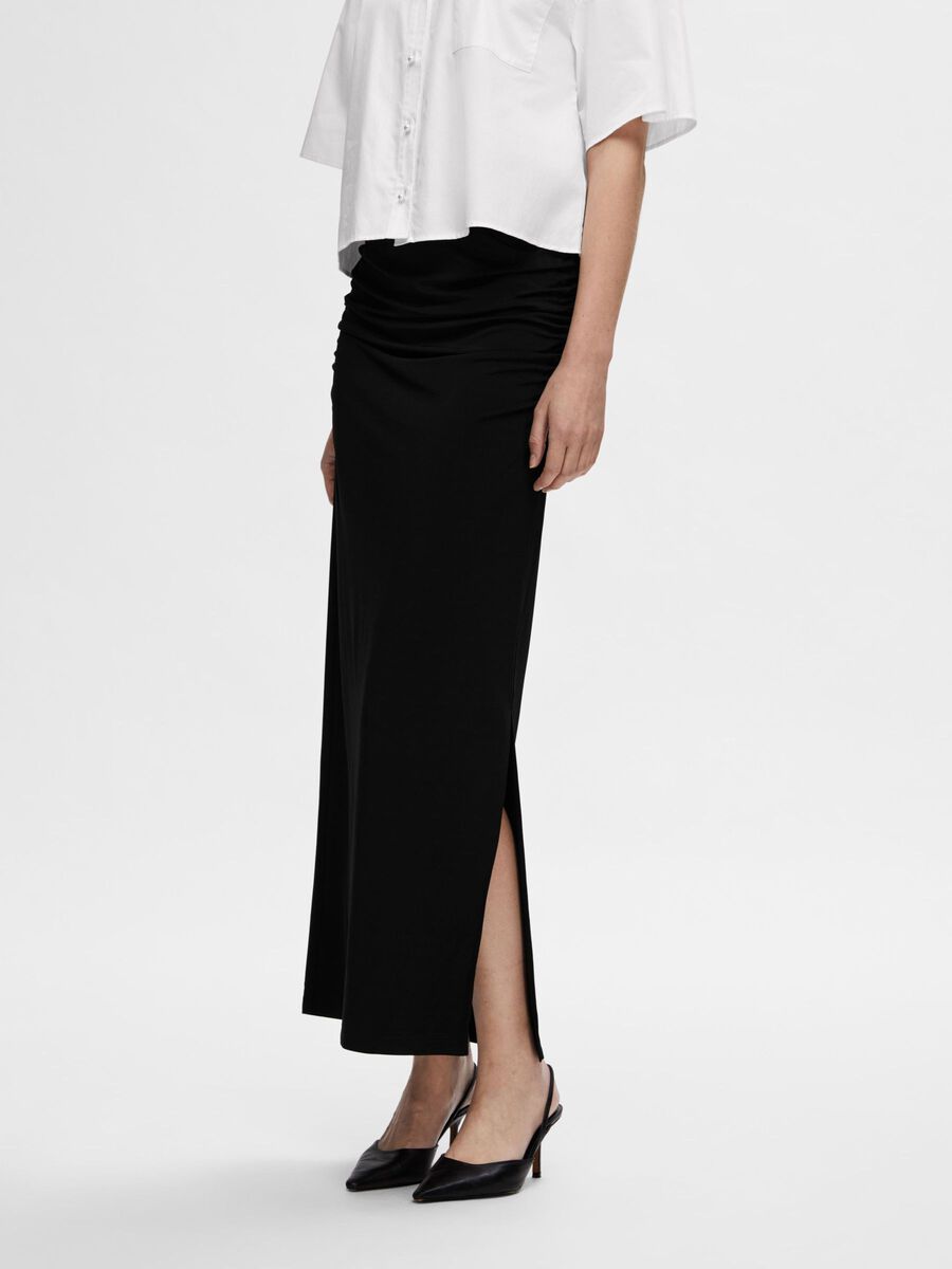 Selected RUCHED MAXI SKIRT, Black, highres - 16095391_Black_003.jpg