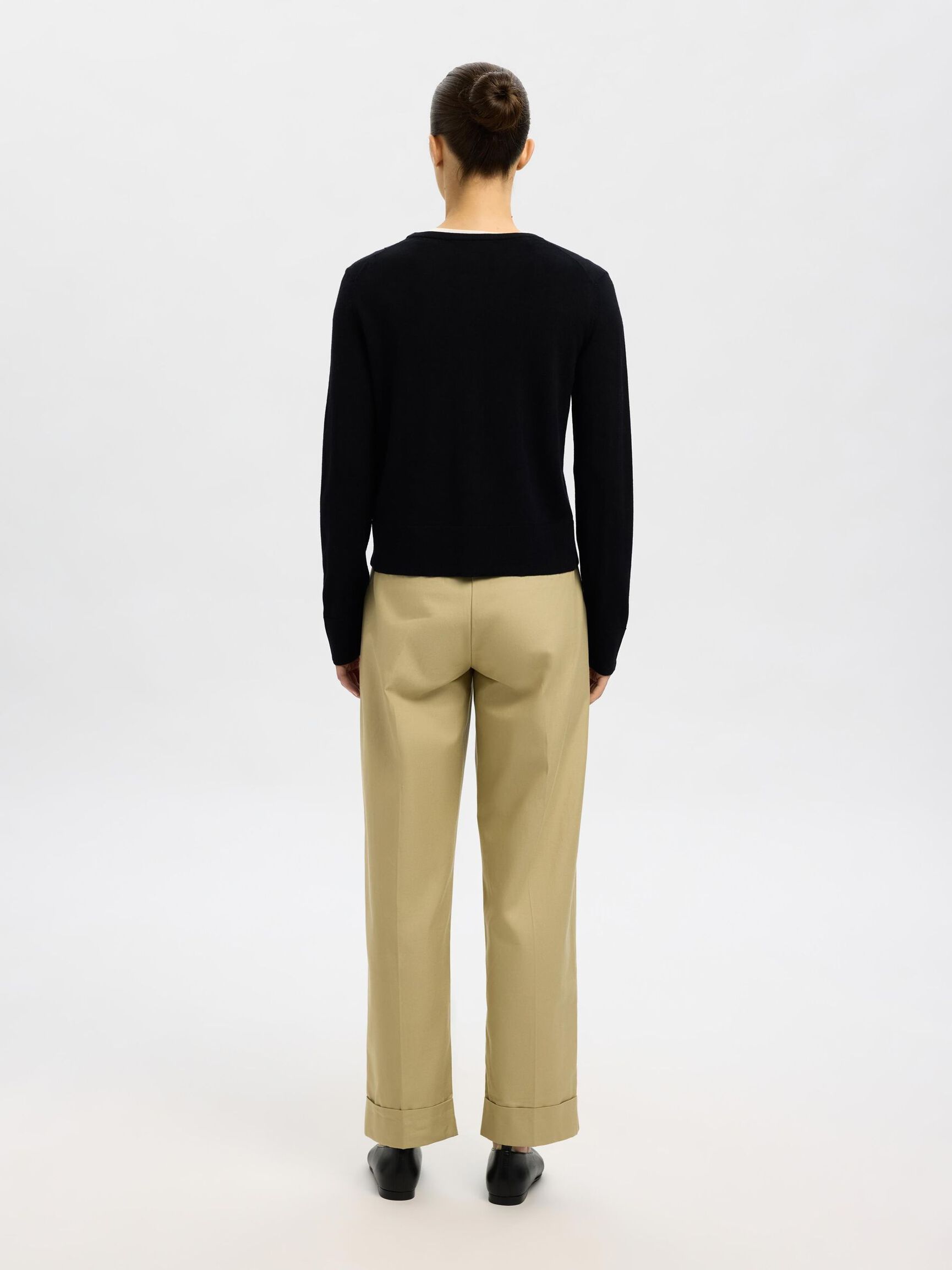 100% MERINOULD STRIKKET CARDIGAN, Black, highres