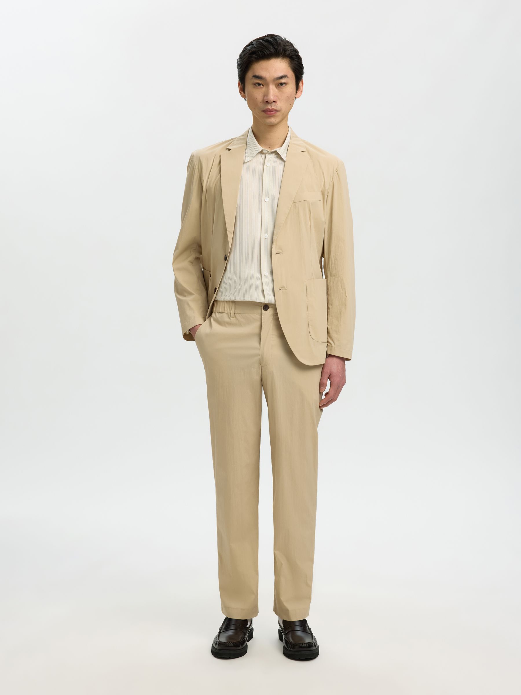 RELAXED FIT LONG SLEEVED SHIRT, White Pepper, highres