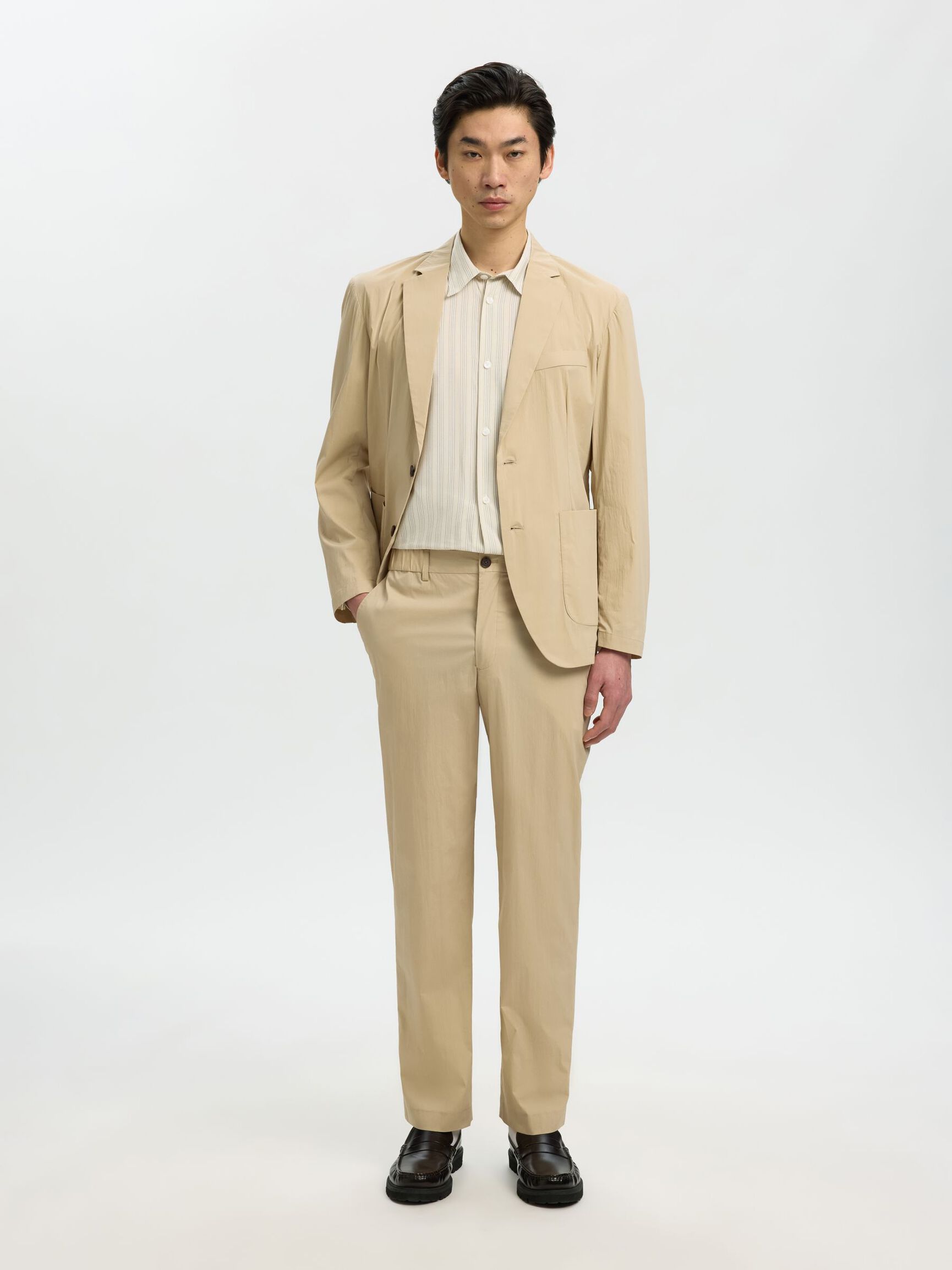 RELAXED FIT LONG SLEEVED SHIRT, White Pepper, highres