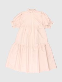 FRILL TRIM PUFF SLEEVE DRESS, Cameo Rose, highres