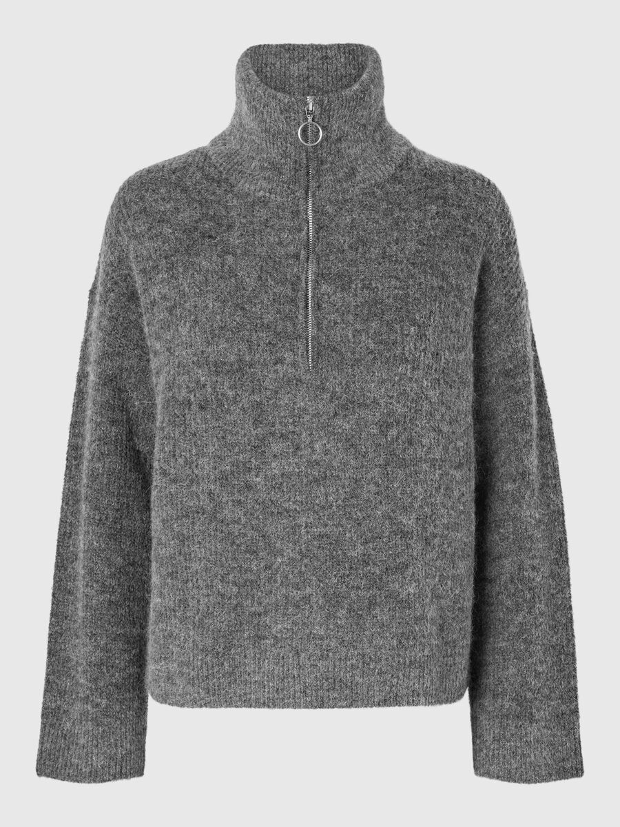 Selected HALV GLIDELÅS ULLBLANDING PULLOVER, Medium Grey Melange, highres - 16095364_MediumGreyMelange_1135693_001.jpg