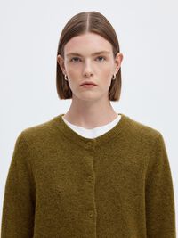 WOOL BLEND CARDIGAN, Fir Green, highres