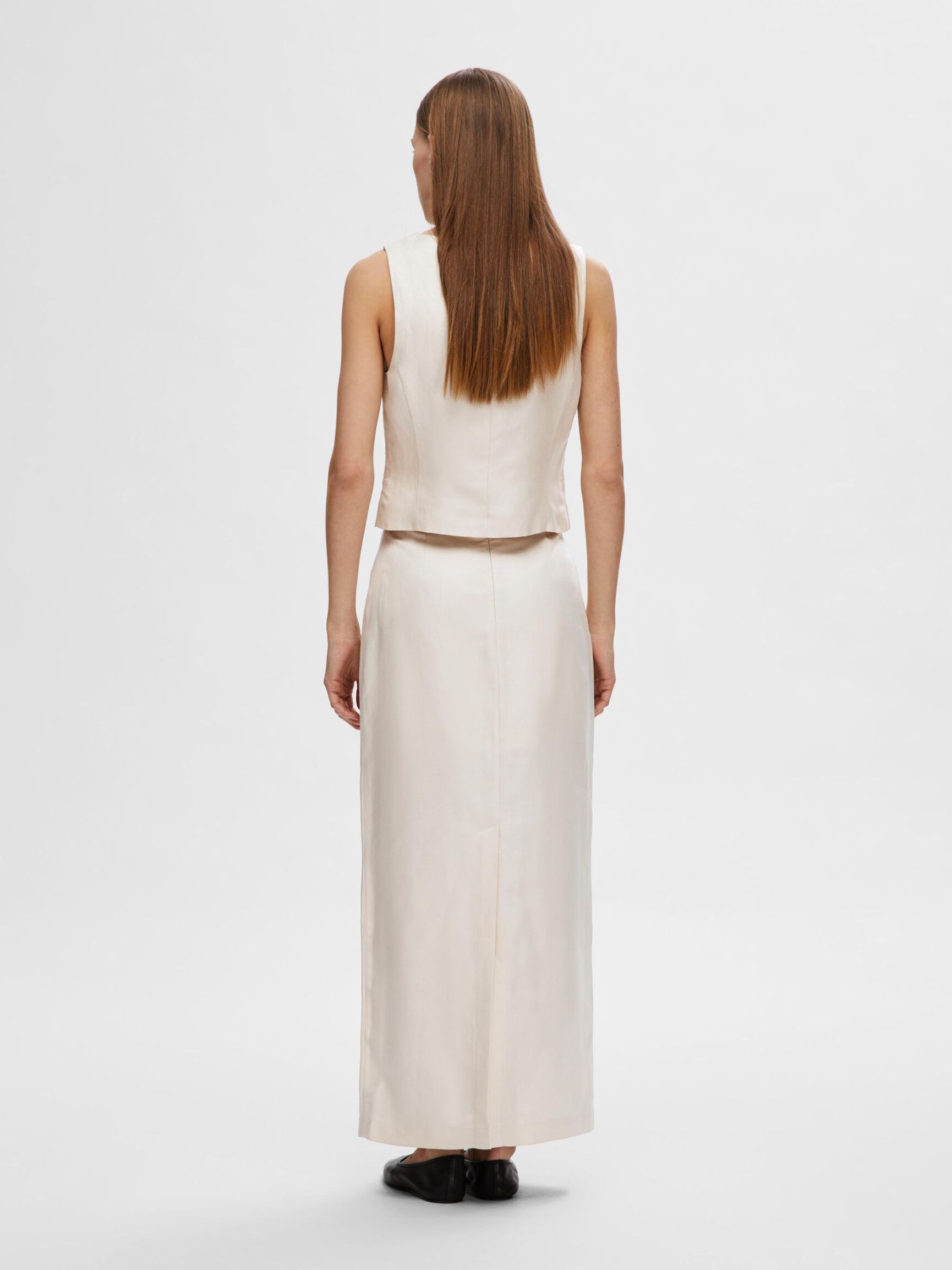 TAILORED LINEN BLEND WAISTCOAT, Sandshell, highres