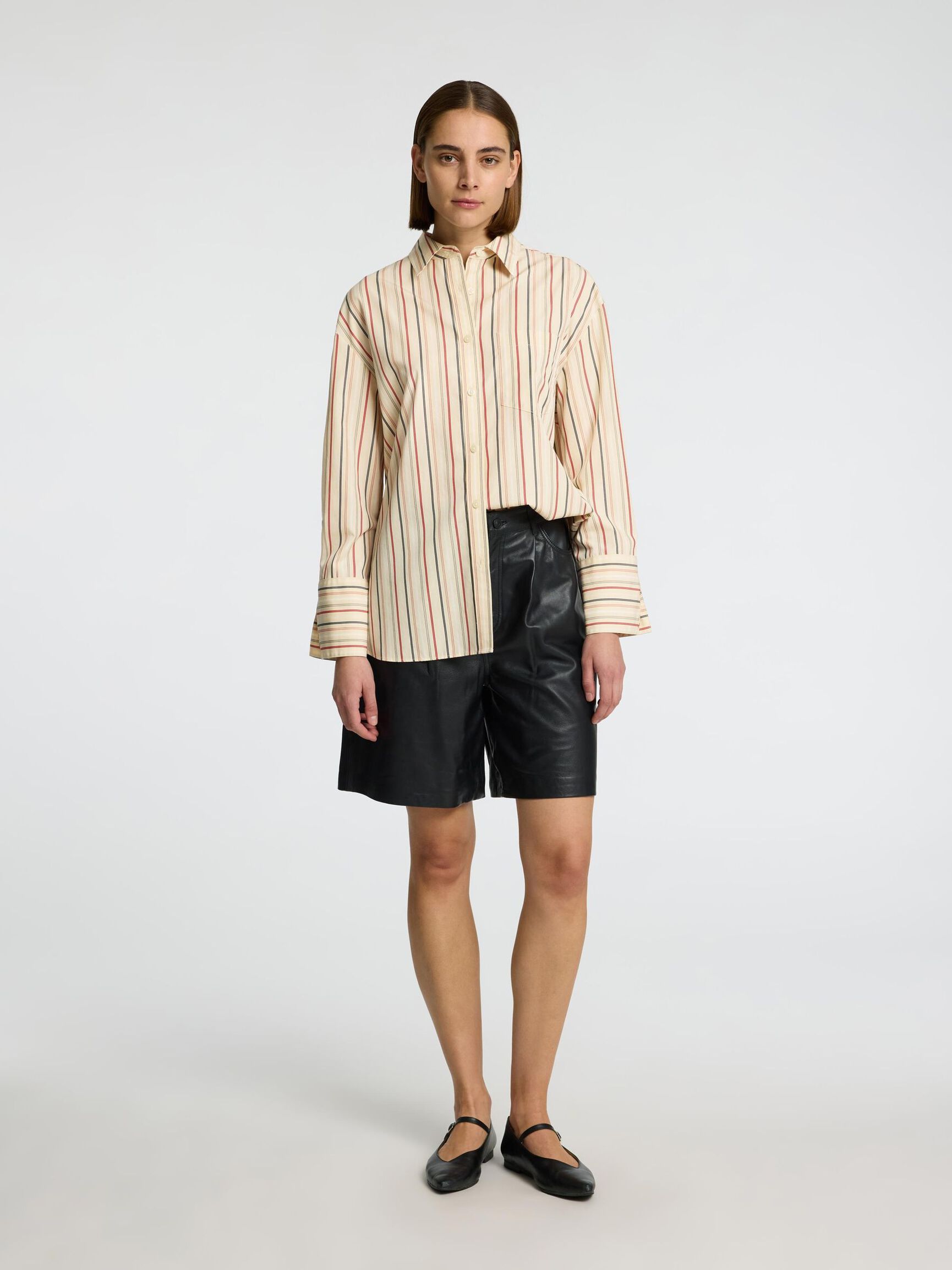 OVERSIZED STRIPED SHIRT, Birch, highres