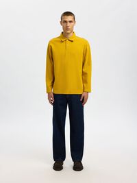 100% BAUMWOLL LANGARM-POLOSHIRT, Gold Flake, highres