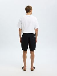 SEERSUCKER SHORTS, Black, highres