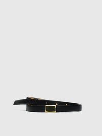 SLIM LEATHER BELT, Black, highres