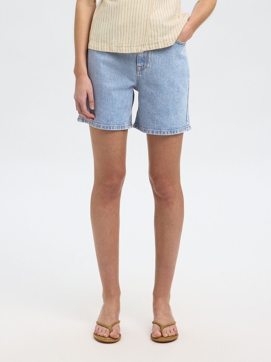 Product tile image - HIGH-WAISTED DENIM SHORTS, Light Blue Denim | 16089481_LightBlueDenim
