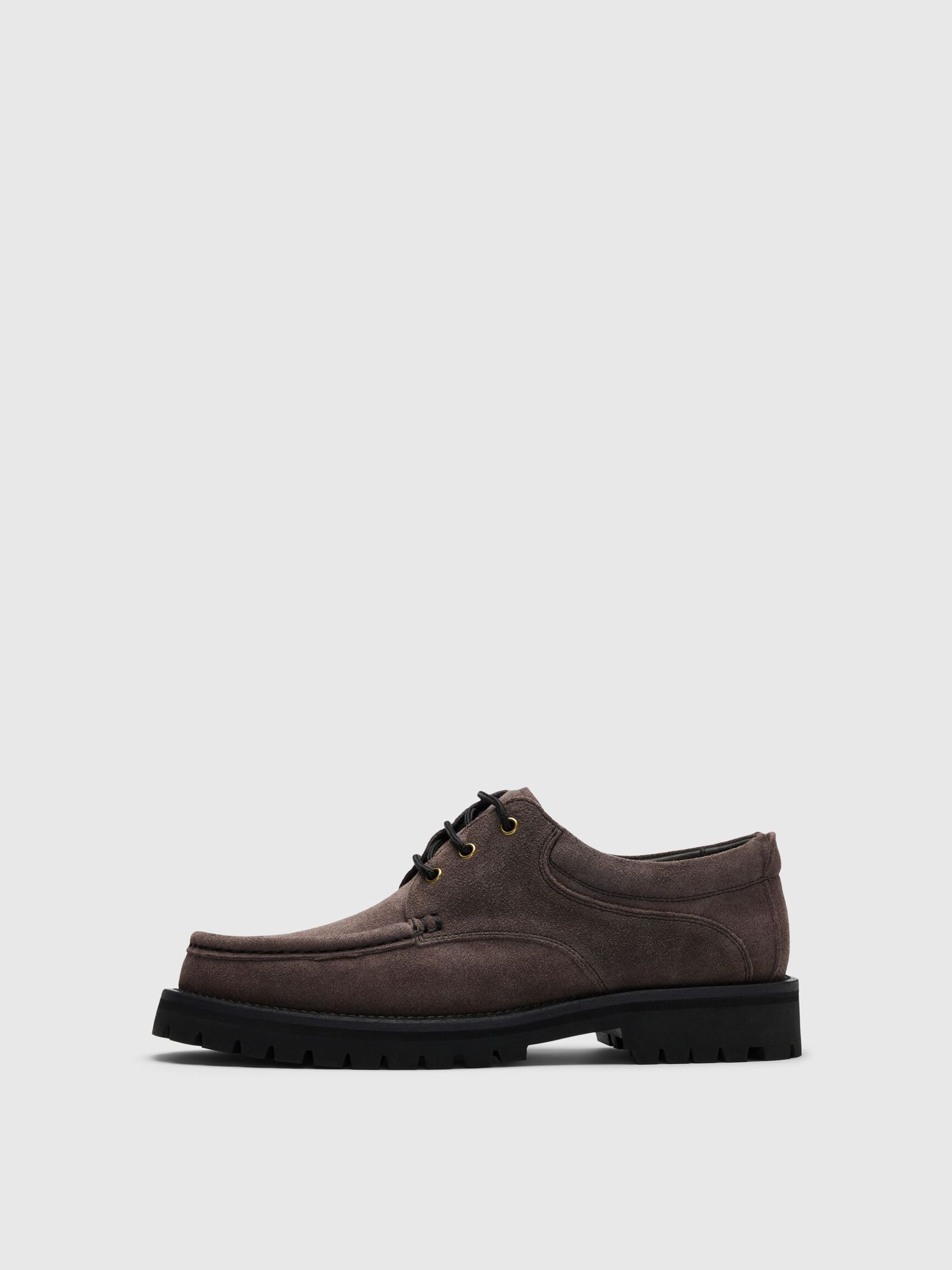 SUEDE BOAT SHOES, Dark Grey, highres