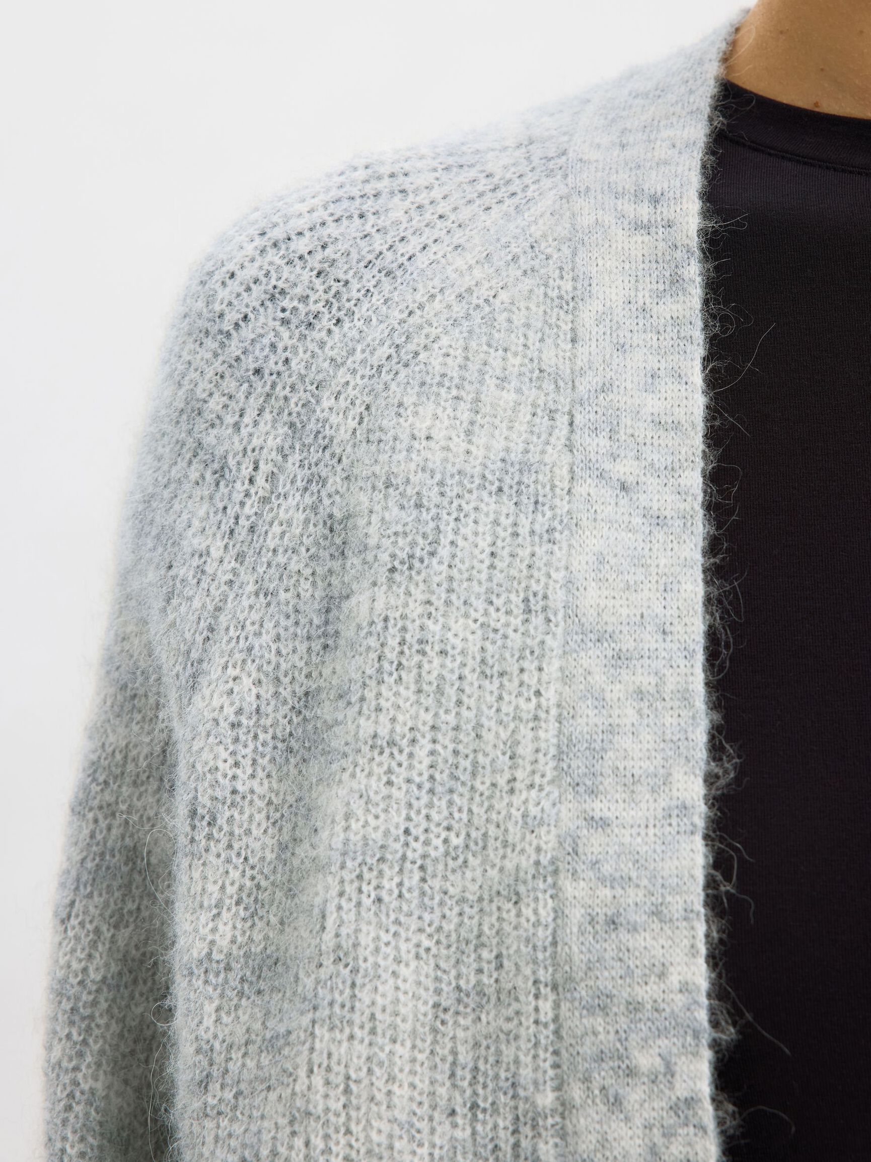 LANG GEBREID VEST, Light Grey Melange, highres