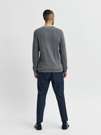 WAFFLE KNIT JUMPER, Medium Grey Melange, highres