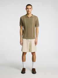 KORTE MOUWEN GEBREIDE POLO, Vetiver, highres
