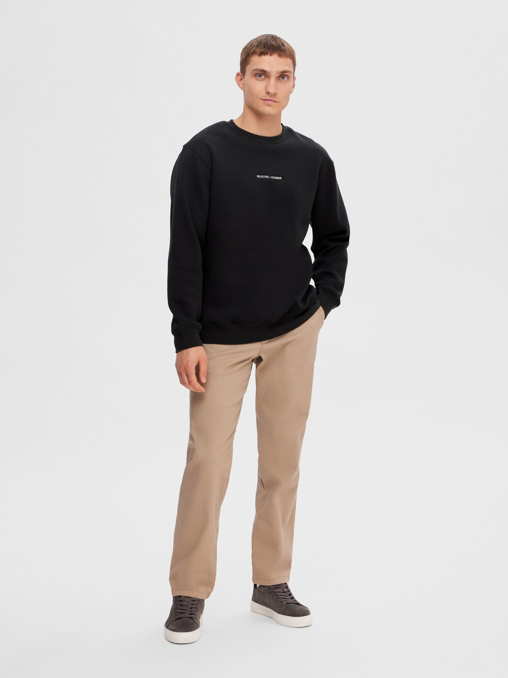 BESTICKTE SWEATSHIRT, Black, highres