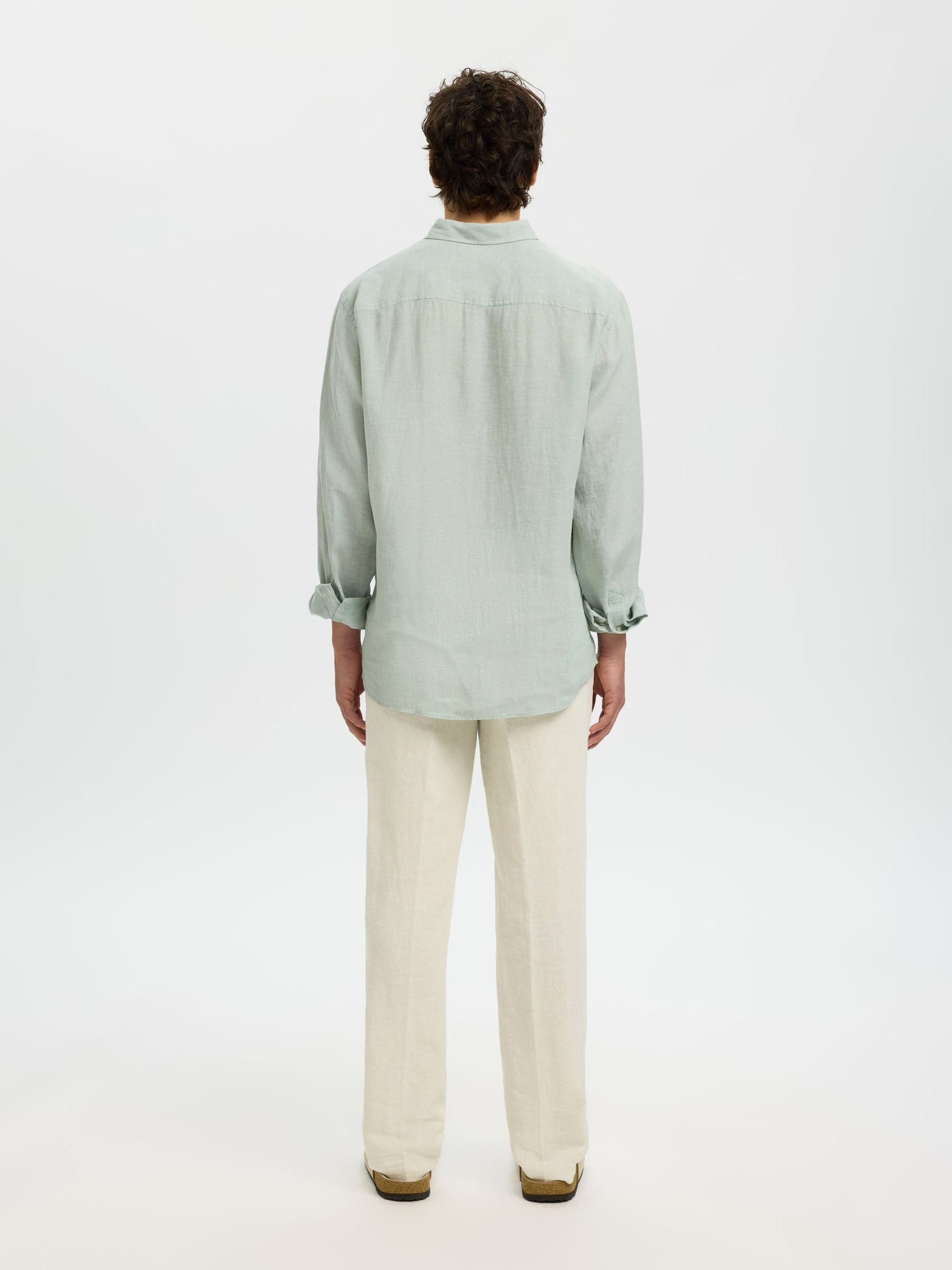 100% LINEN SHIRT, Aqua Gray, highres