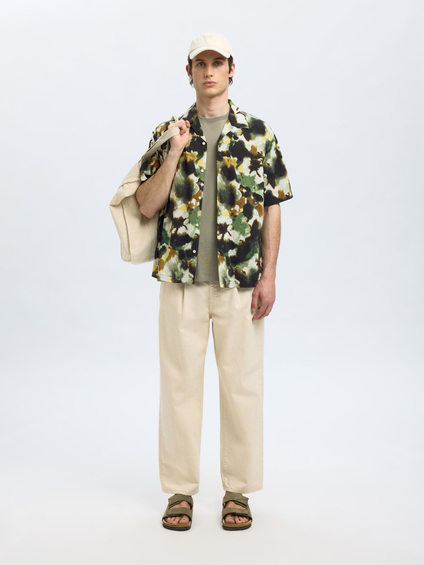 TRYCKTA KORTÄRMAD SKJORTA, Black, highres