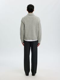 LAINE MÉLANGÉE POLO EN MAILLE, Light Grey Melange, highres