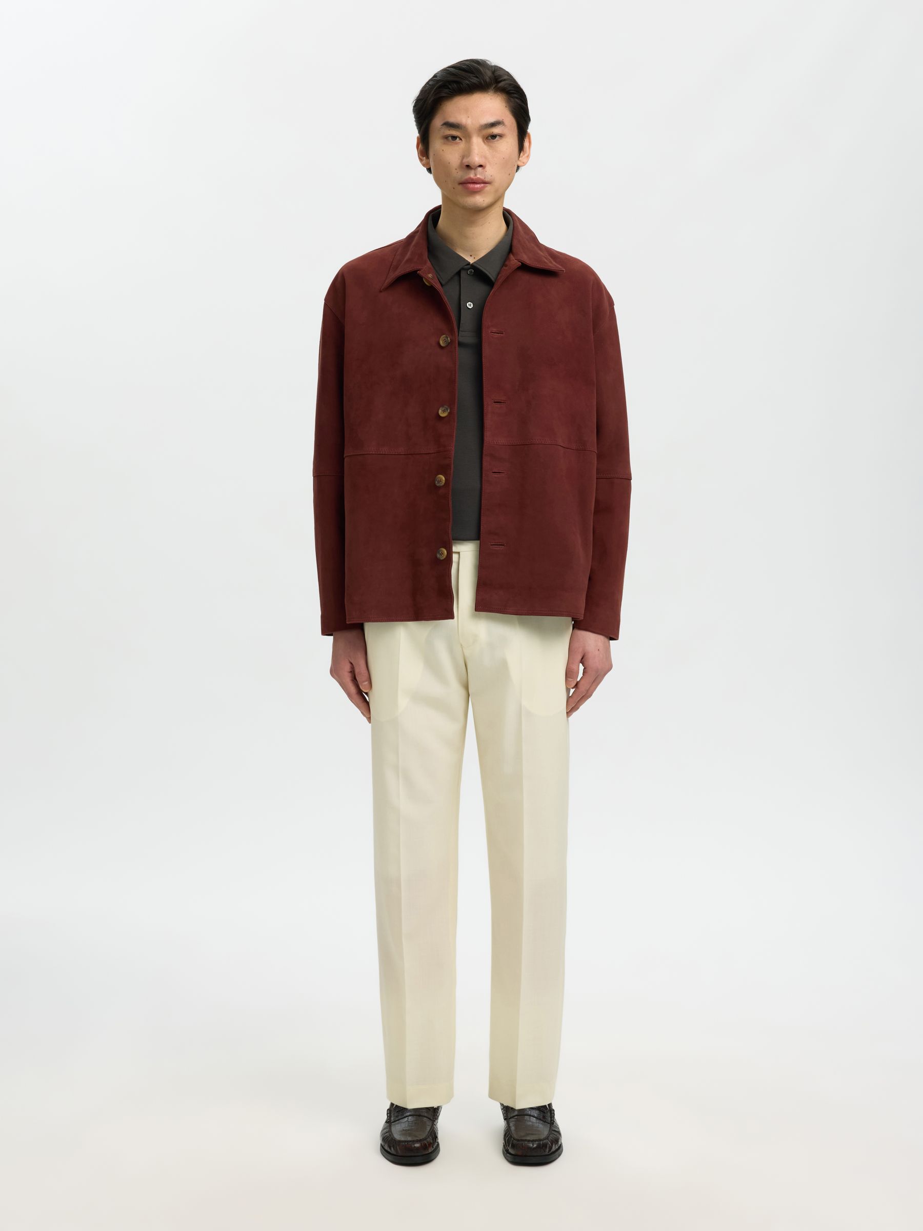 100% SUEDE OVERSHIRT, Cherry Mahogany, highres