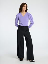 DRAPÉ TOP À COL V, Paisley Purple, highres