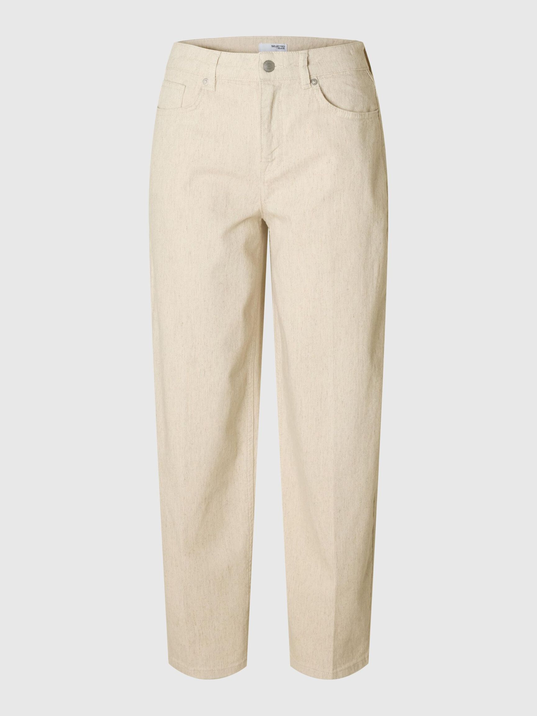 MID WAIST JEANS MED BARREL-FIT, Egret, highres