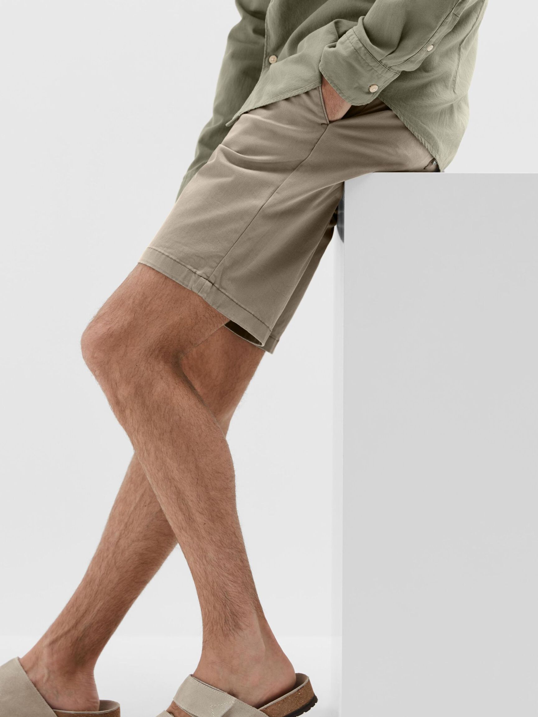 SLIM-FIT CHINO SHORTS, Greige, highres