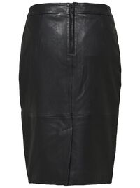 HIGH WAIST  LEATHER SKIRT, Black, highres