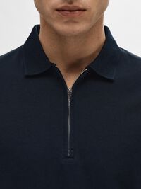 ZIPPER POLO SHIRT, Sky Captain, highres