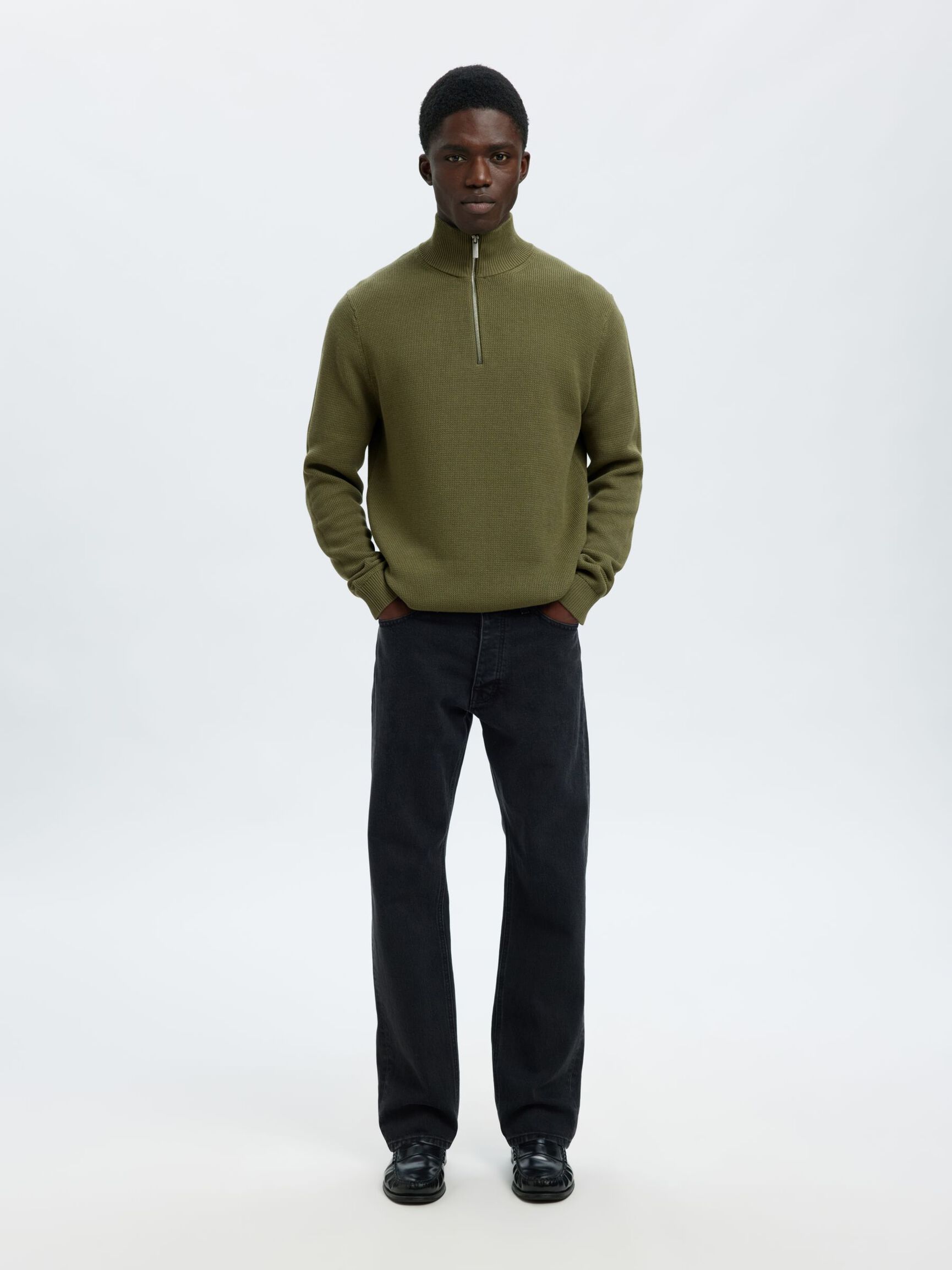 HALF-ZIP PULLOVER, Deep Lichen Green, highres