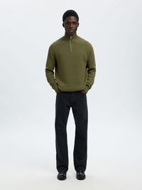 HALF-ZIP PULLOVER, Deep Lichen Green, highres