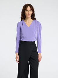 DRAPÉ TOP À COL V, Paisley Purple, highres